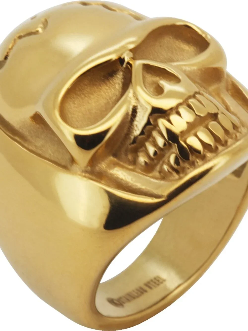 316L Stainless Steel 18k Yellow Gold Plated Gothic Skull Ring